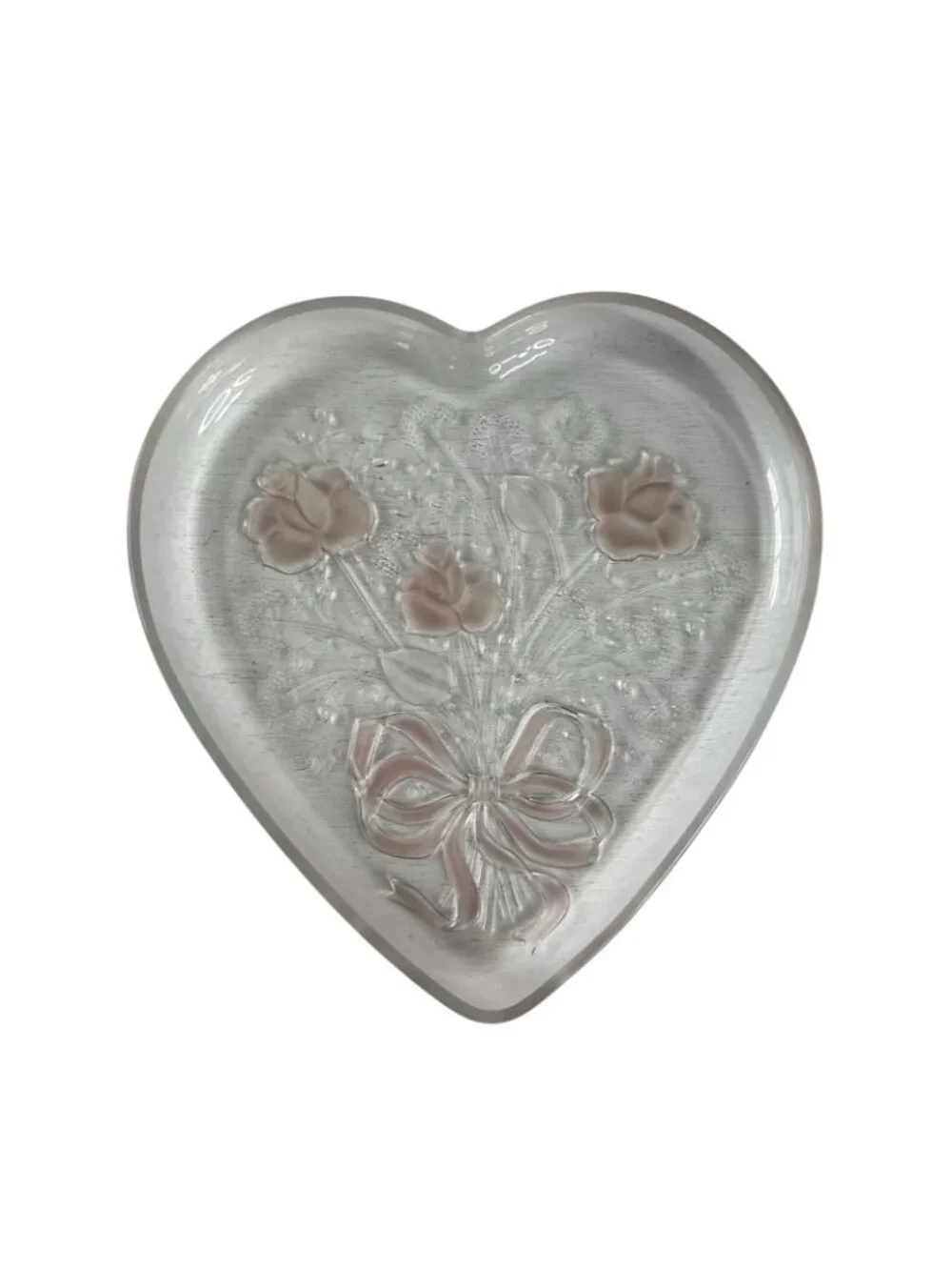 MIKASA Crystal Sweetheart Bouquet Pink Roses Heart Plate Original Box